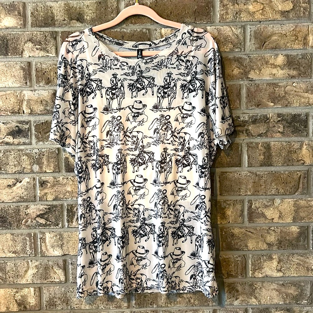2FlyCo western mesh top